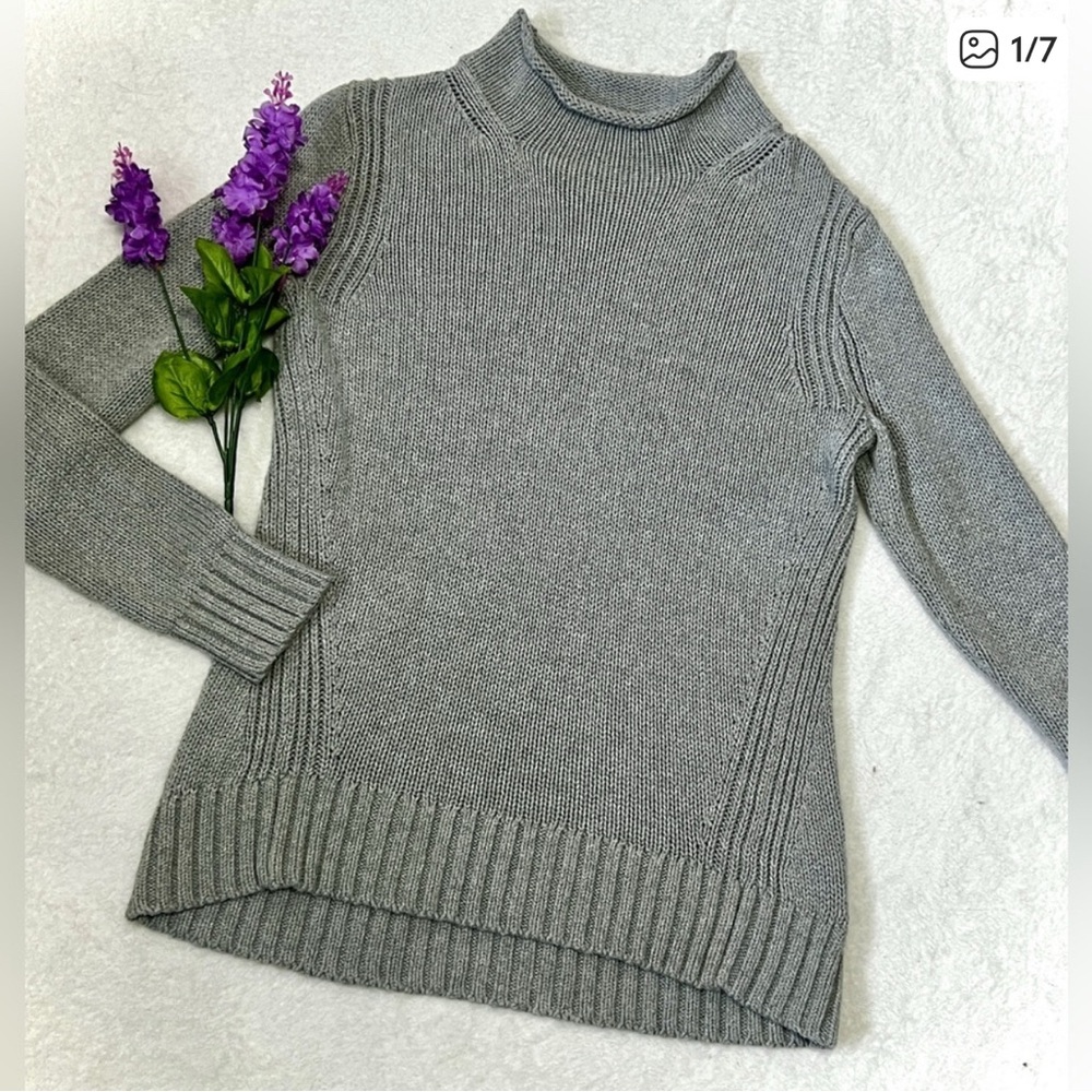 J. Crew Always Vintage Grey Mock Neck Knit Sweater - Small